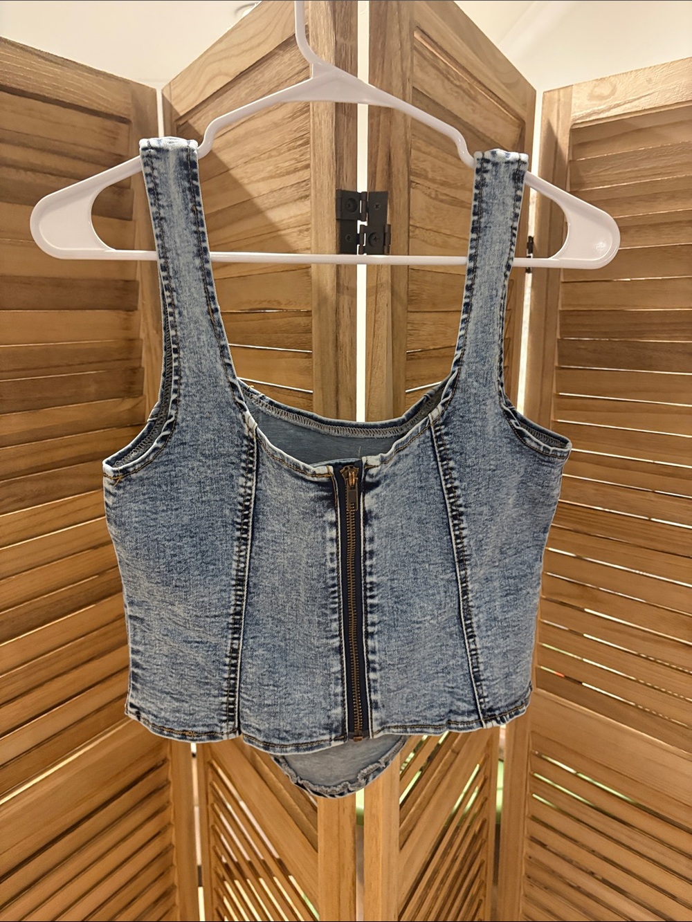 Denim Corset Tank Top - Blue Women Jeans Style - Picture 2 of 2